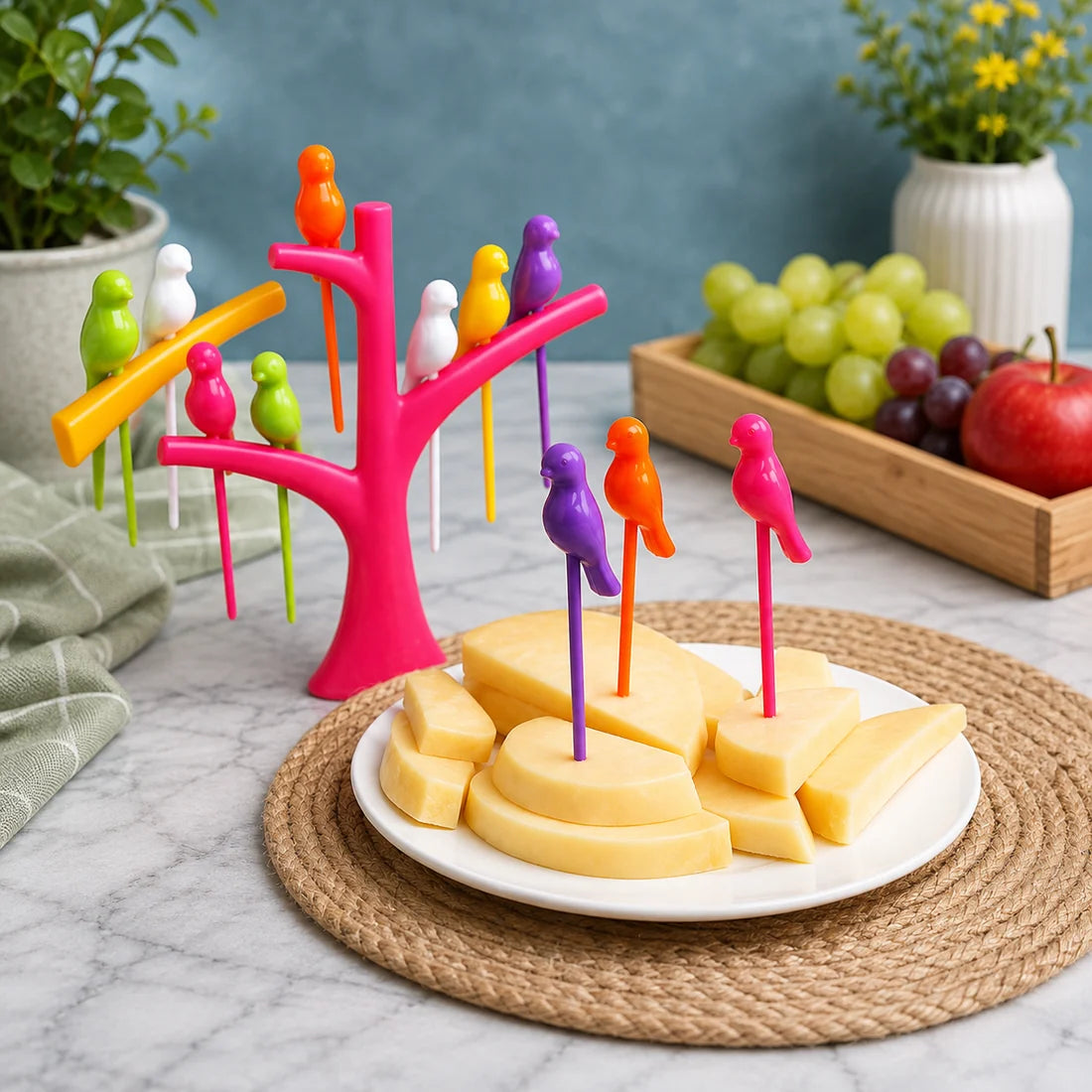 Bawaal Bird Fruit Forks with Tree Holder