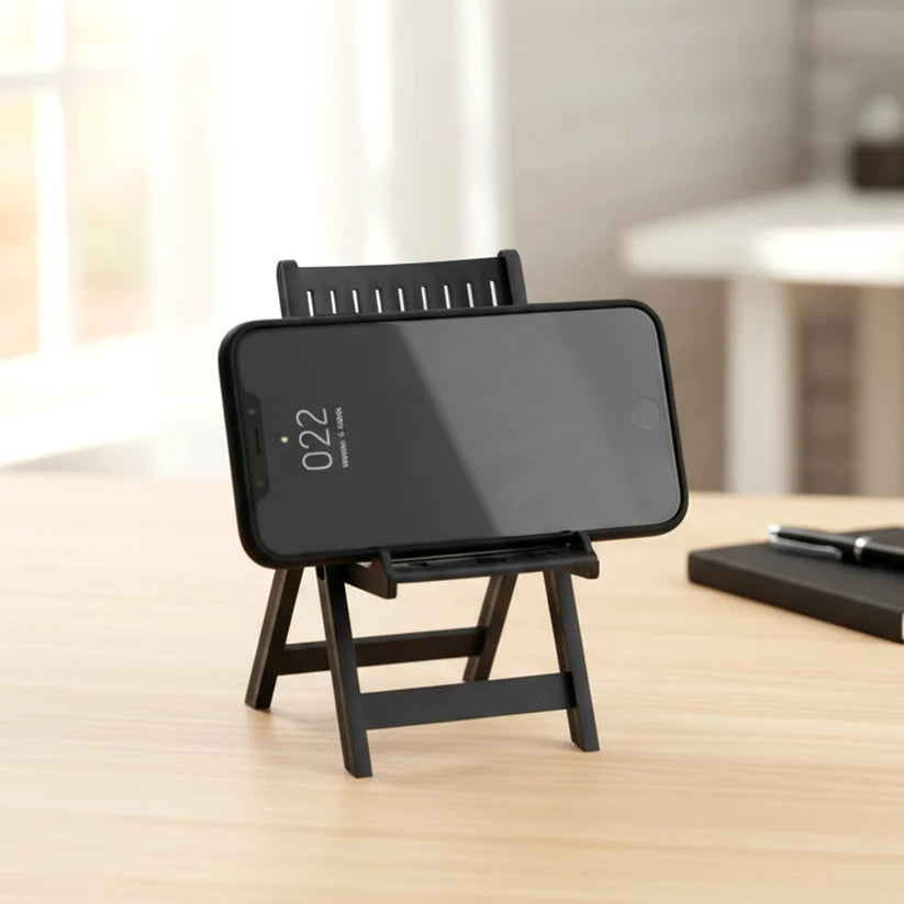 Bawaal Mini Chair Mobile Stand – Foldable Black Phone Holder