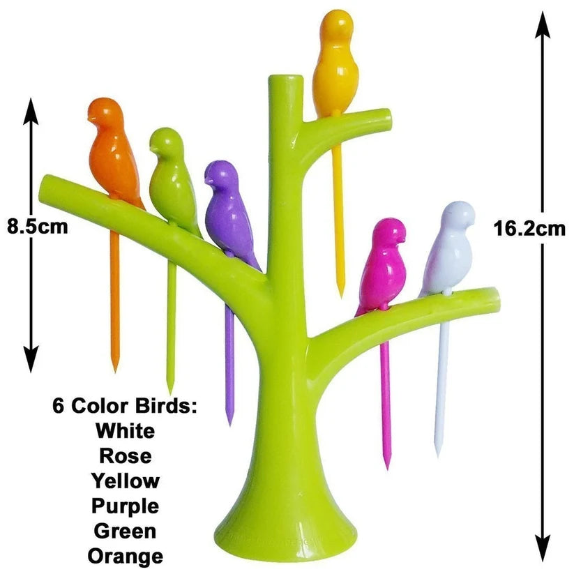 Bawaal Bird Fruit Forks with Tree Holder