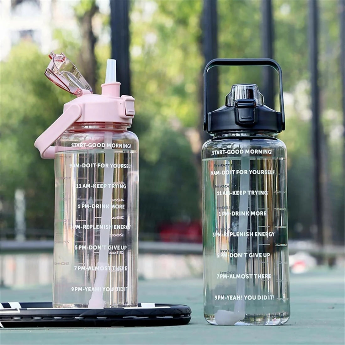 Bawaal 2000ml Motivational Water Bottle – Time Marker & Leak-Proof Flip Lid ( Any 1 Color )