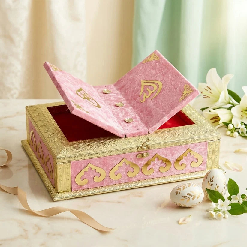 Bawaal Luxury Velvet Quran Box – Elegant Quran Storage & Foldable Rehal Stand
