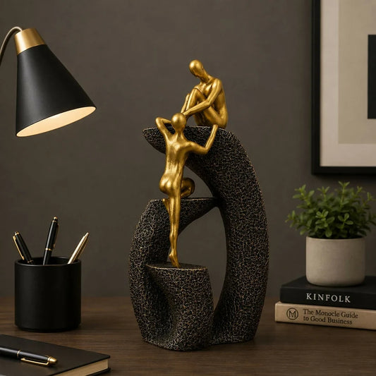 Bawaal Abstract Couple Climbing Resin Showpiece – Golden Love & Togetherness Decor ( any 1 color)