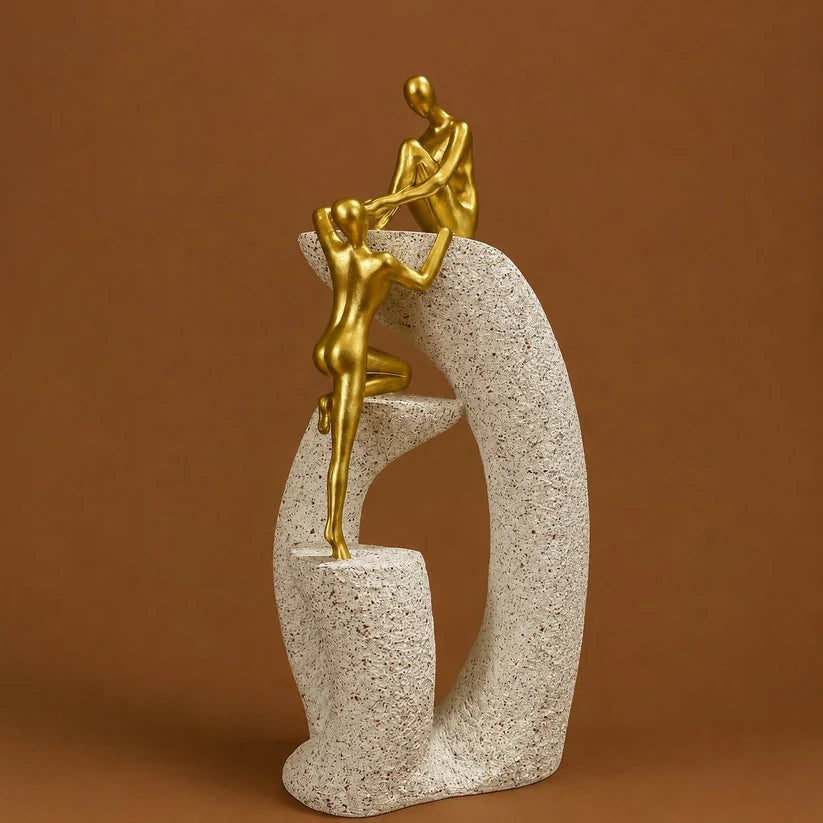 Bawaal Abstract Couple Climbing Resin Showpiece – Golden Love & Togetherness Decor ( any 1 color)