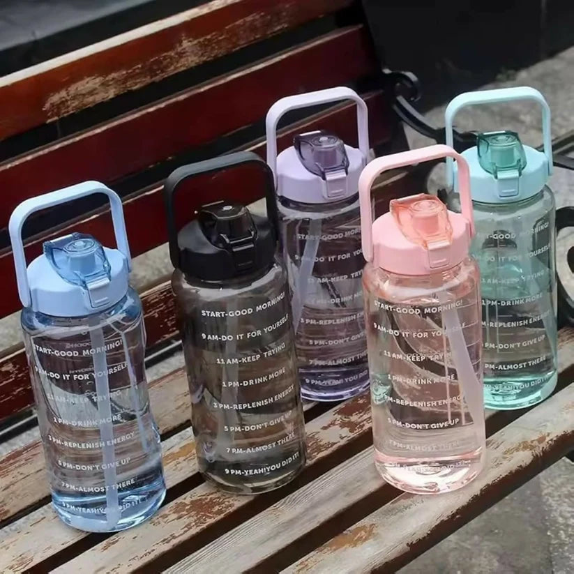 Bawaal 2000ml Motivational Water Bottle – Time Marker & Leak-Proof Flip Lid ( Any 1 Color )